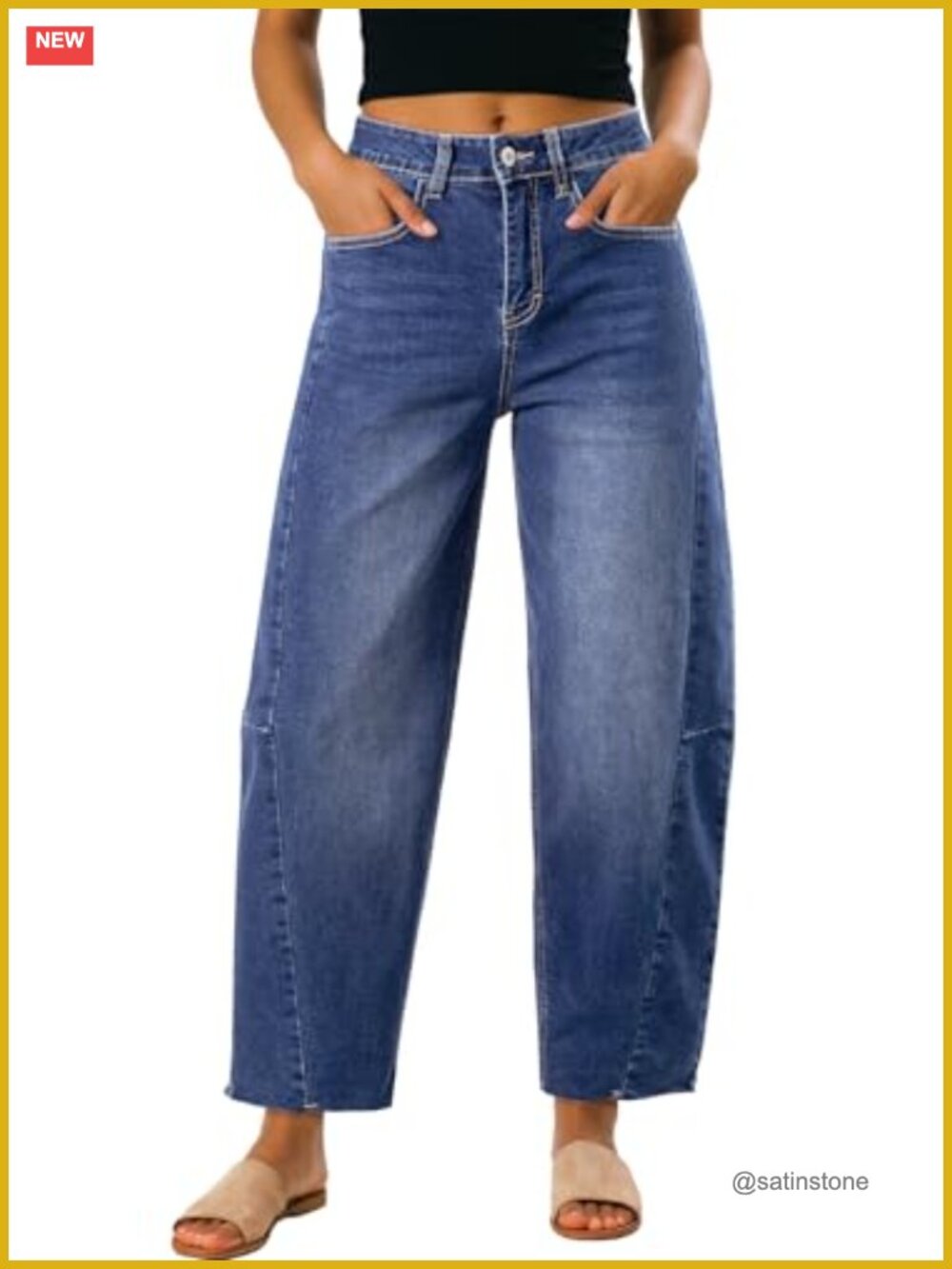 Dokotoo High Waisted Baggy Barrel Wide Leg Jeans Raw Hem Denim Pants